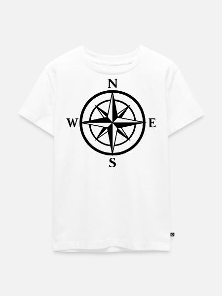 Nachtkompass Kompassrose Grafik - Kinder Premium Bio T-Shirt - Weiß