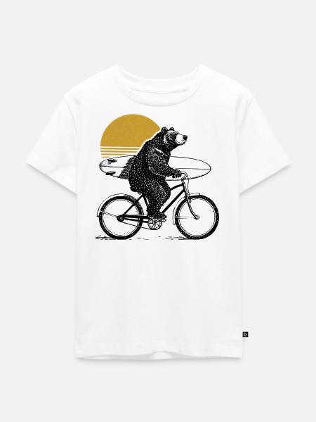Surfer Bär - Kinder Premium Bio T-Shirt - Weiß