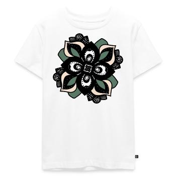 Mandala Fleur Pêche Verte - T-shirt Premium bio Enfant - blanc - Devant - Hailey (125cm)