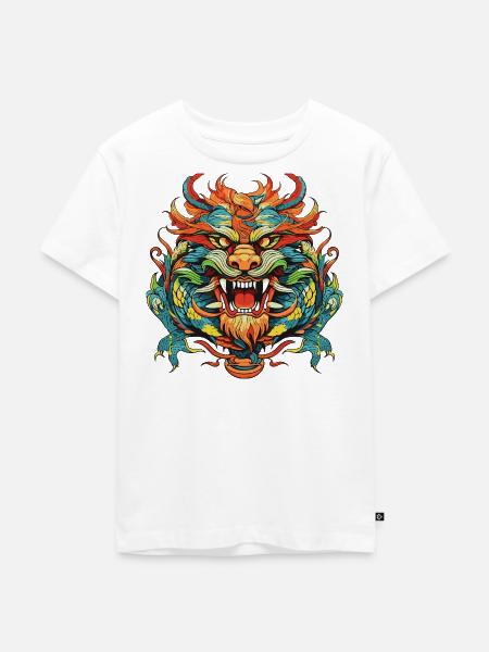 Drache Comic China - Kinder Premium Bio T-Shirt - Weiß