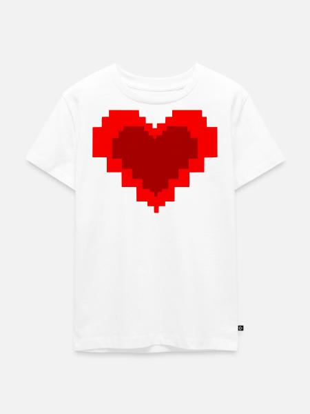 Pixel Herz 8-Bit Grafik - Kinder Premium Bio T-Shirt - Weiß