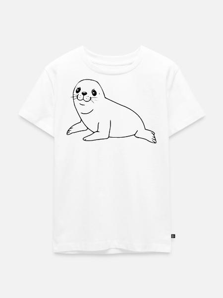 Seehund Robbe - Kinder Premium Bio T-Shirt - Weiß