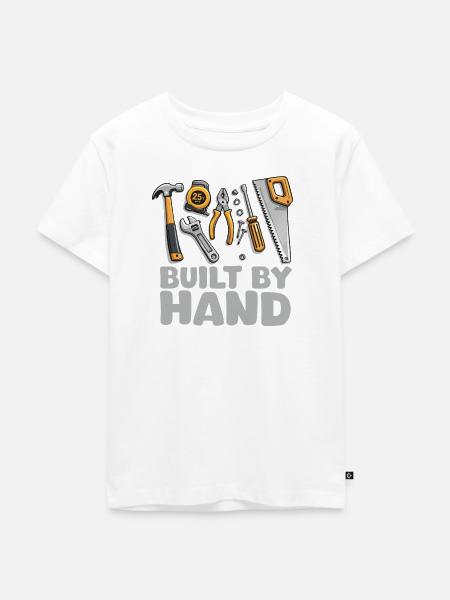 Built by Hand – Werkzeug Illustration - Kinder Premium Bio T-Shirt - Weiß