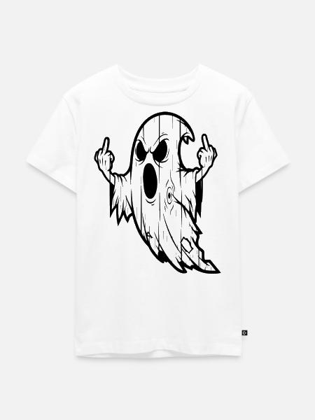 Geist mit Mittelfinger-Geste - Kinder Premium Bio T-Shirt - Weiß