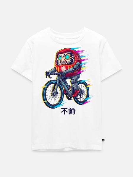 Daruma Radfahrer-Neonsprint - Kinder Premium Bio T-Shirt - Weiß