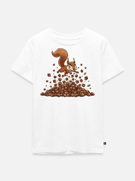 Eichhörnchen Nusssturm - Kinder Premium Bio T-Shirt - Weiß