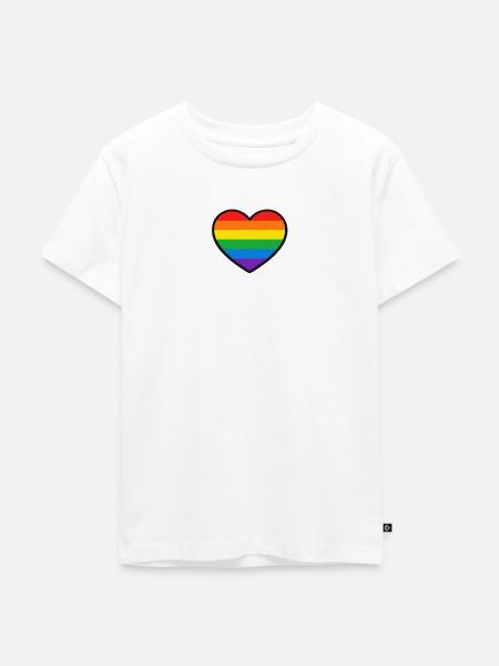 Herz mit Pride-Regenbogenstreifen - Kinder Premium Bio T-Shirt - Weiß