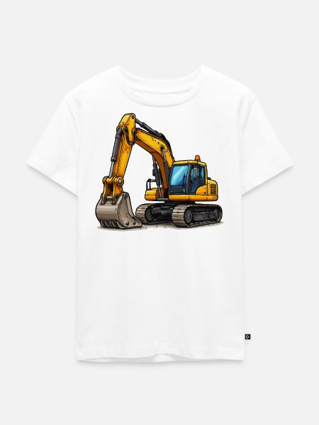 Gelber Bagger - Kinder Premium Bio T-Shirt - Weiß