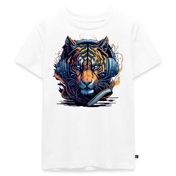 DJ Headphones Neonflair - Kids Premium Organic T-Shirt - white - Front - Hailey (125cm)