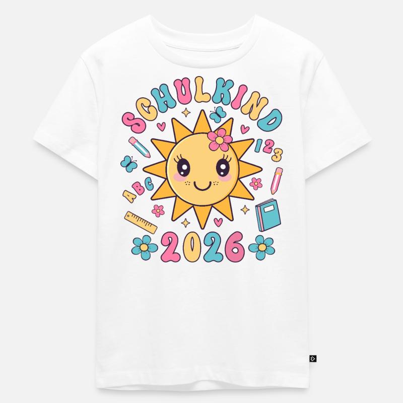 Schulkind 2026 Einschulung Mädchen Geschenkidee - Kinder Premium Bio T-Shirt - Weiß