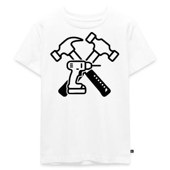 Werkzeug Hämmer Bohrer Outline - Kinder Premium Bio T-Shirt - Weiß - Vorne - Hailey (125cm)