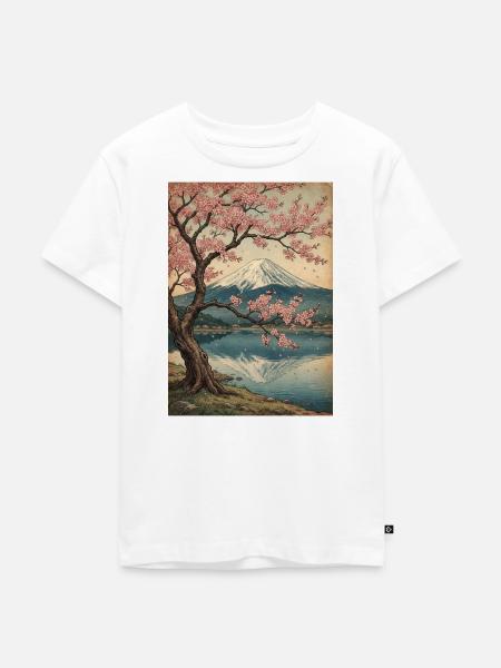 Kirschblüten am Mount Fuji - Kinder Premium Bio T-Shirt - Weiß