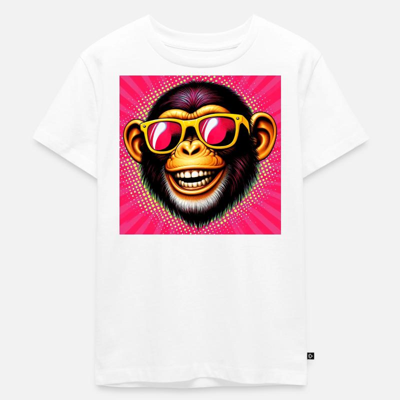 Schimpansen-Affe - Kinder Premium Bio T-Shirt - Weiß