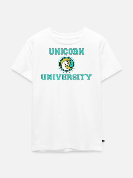 Unicorn Universität - Kinder Premium Bio T-Shirt - Weiß