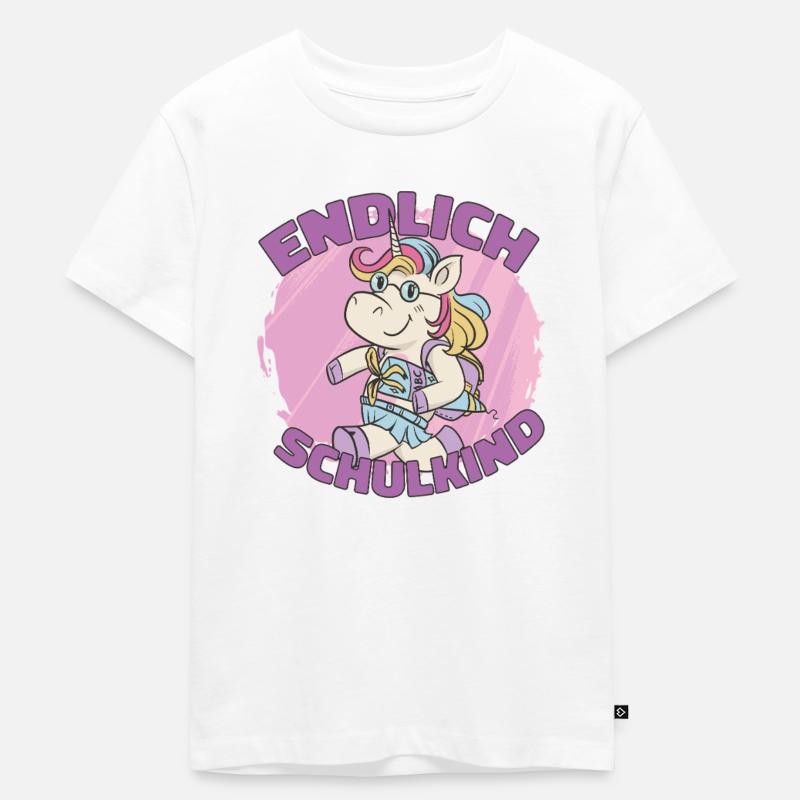 Geschenk Einschulung Endlich Schulkind - Kinder Premium Bio T-Shirt - Weiß