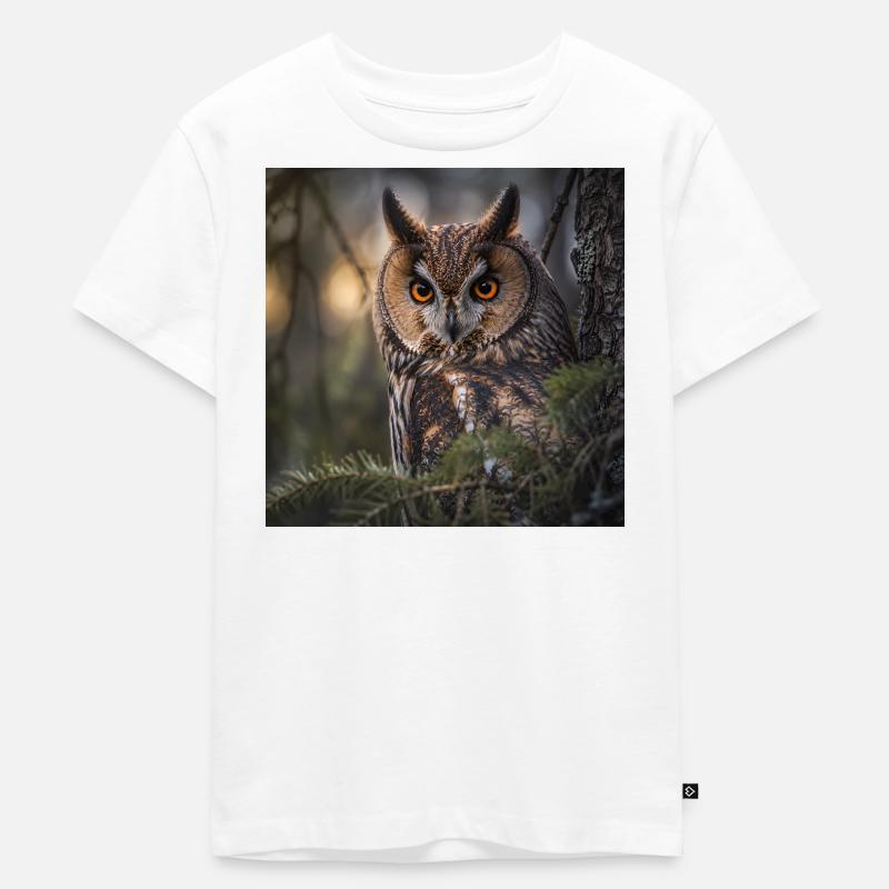 Eule im Waldnebel - Kinder Premium Bio T-Shirt - Weiß
