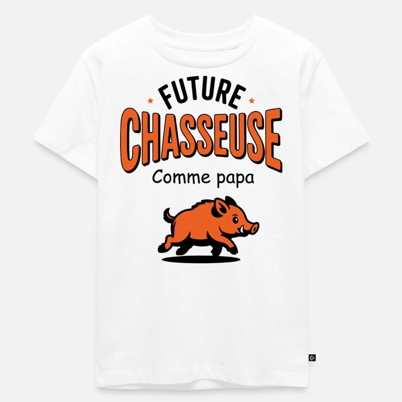 future_chasseuse_comme_papa - T-shirt Premium bio Enfant - blanc