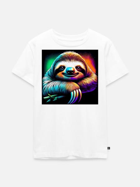 Faultier - Kinder Premium Bio T-Shirt - Weiß