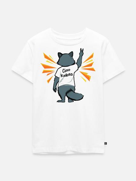 Waschbär Ciao Kakao Lustig - Kinder Premium Bio T-Shirt - Weiß