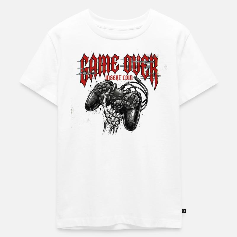 Game Over Retro Controller Grunge - Kinder Premium Bio T-Shirt - Weiß