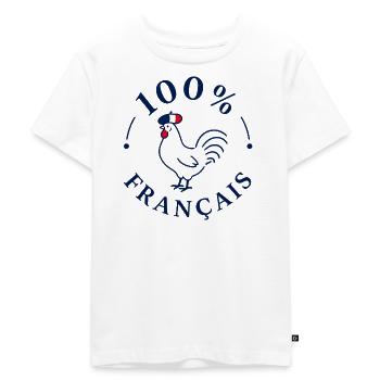 Coq 100% Français avec béret drapeau - T-shirt Premium bio Enfant - blanc - Devant - Hailey (125cm)