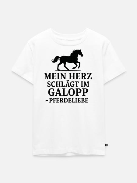 Galopp Herz – Pferdeliebe - Kinder Premium Bio T-Shirt - Weiß