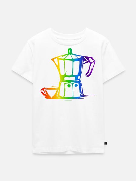 Bialetti Regenbogen Linienkunst - Kinder Premium Bio T-Shirt - Weiß