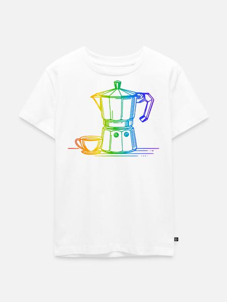 Time for Espresso Regenbogen - Kinder Premium Bio T-Shirt - Weiß