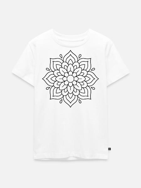 Blumen Mandala zum ausmalen - Kinder Premium Bio T-Shirt - Weiß