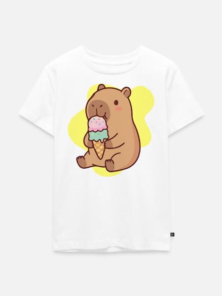 Capybara Eiscreme Traum - Kinder Premium Bio T-Shirt - Weiß
