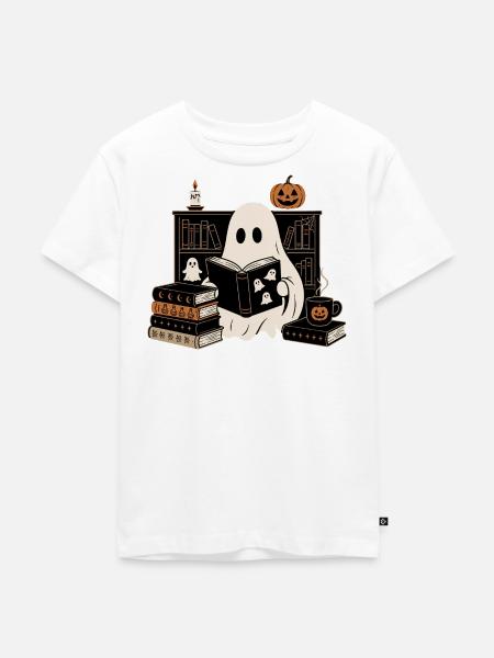 Halloween Geist Bücher Lesen - Kinder Premium Bio T-Shirt - Weiß