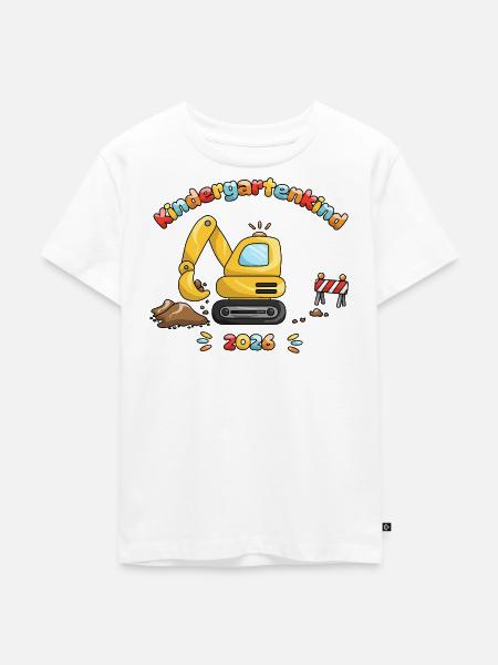 Kindergartenkind 2026 | Bagger Kinder - Kinder Premium Bio T-Shirt - Weiß