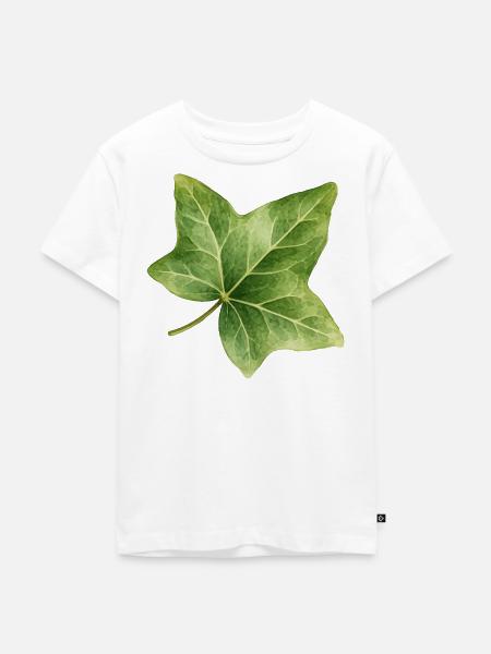 Efeublatt Aquarell Illustration - Kinder Premium Bio T-Shirt - Weiß