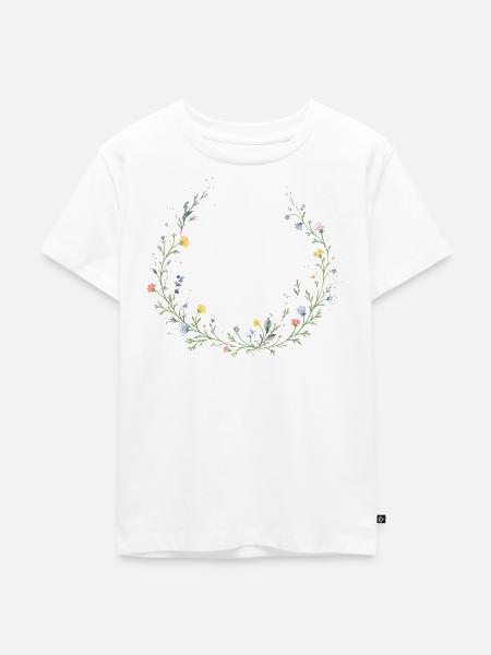Wildblumen Kranz Personalisierbar - Kinder Premium Bio T-Shirt - Weiß