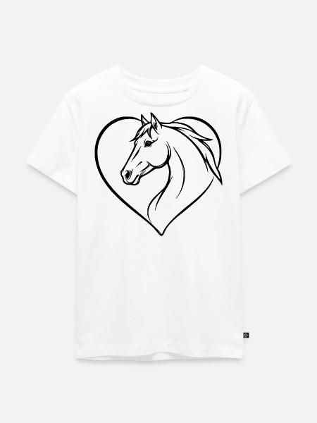 Pferd Herz reiten Geschenk Reiter  - Kinder Premium Bio T-Shirt - Weiß