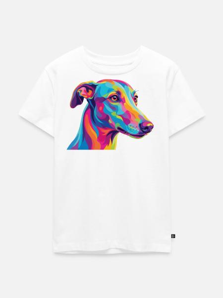 Aquarell Windhund Bunte Windhund-Kunst - Kinder Premium Bio T-Shirt - Weiß