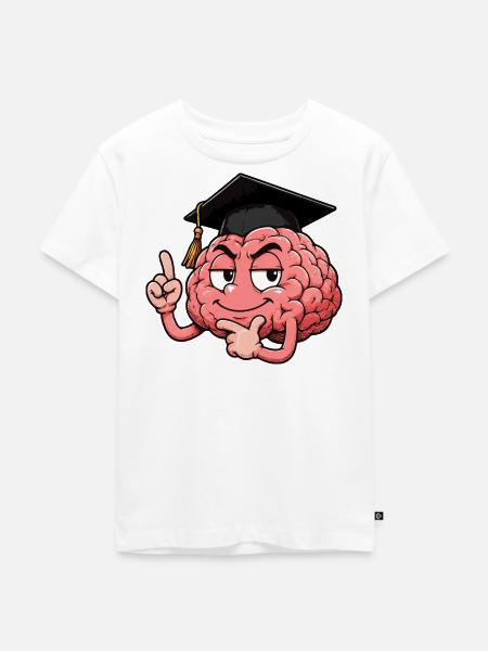 Gehirn mit Abschlusskappe - Kinder Premium Bio T-Shirt - Weiß