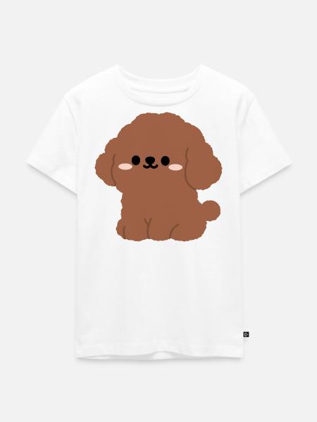 Brauner Pudel-Plüsch-Charme - Kinder Premium Bio T-Shirt - Weiß