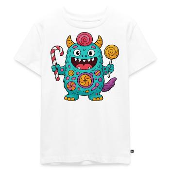 Niedliches Suessigkeiten Monster - Kinder Premium Bio T-Shirt - Weiß - Vorne - Hailey (125cm)