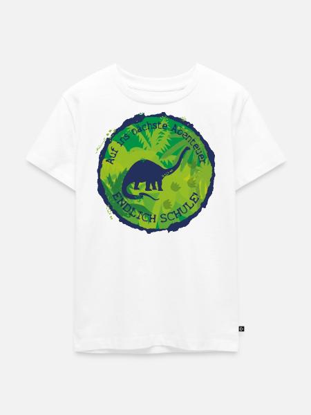 Dino Brachiosaurus Abenteuer Endlich Schule - Kinder Premium Bio T-Shirt - Weiß