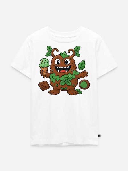 Niedliches Schoko-Minz Monster - Kinder Premium Bio T-Shirt - Weiß