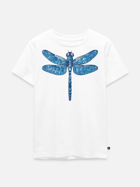 Blaue Libelle Illustration im Vektorstil - Kinder Premium Bio T-Shirt - Weiß