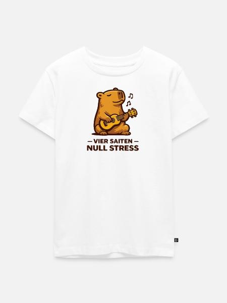 Vier Saiten Null Stress Ukulele Wasserschwein - Kinder Premium Bio T-Shirt - Weiß