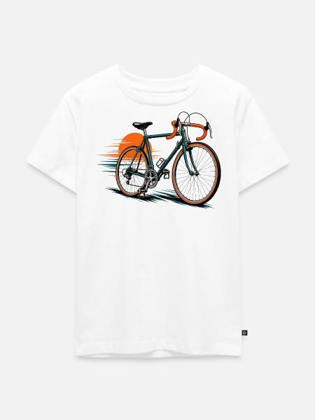 Fahrrad-Icon mit sonnigem Hintergrund - Kinder Premium Bio T-Shirt - Weiß