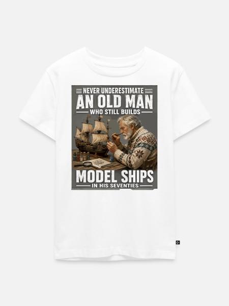 Alter Mann baut Modellschiffe - Kinder Premium Bio T-Shirt - Weiß