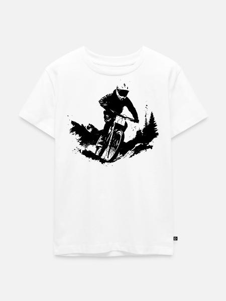 Mountainbiking Skizze - Kinder Premium Bio T-Shirt - Weiß