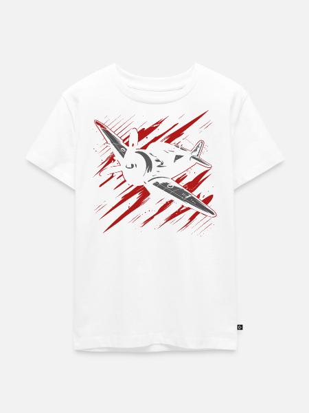 Propellerflugzeug Skizze - Kinder Premium Bio T-Shirt - Weiß