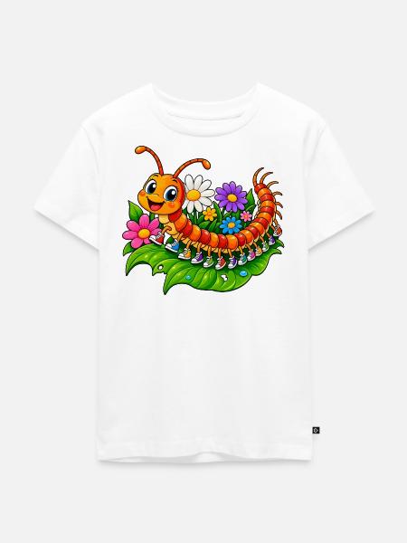 Hundertfüßer Cartoon - Kinder Premium Bio T-Shirt - Weiß