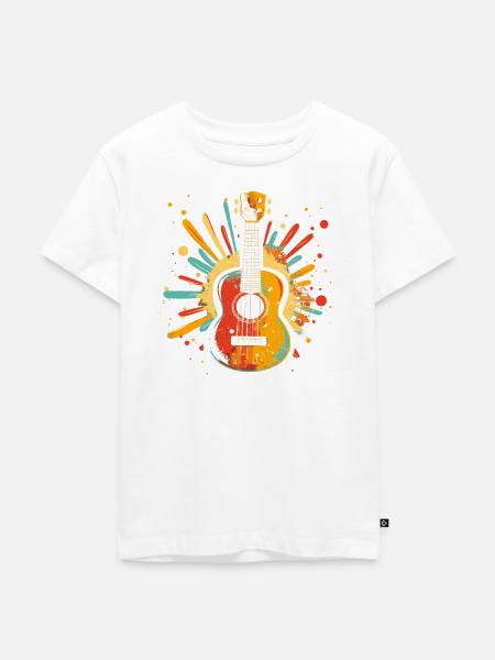 Ukulele Farbklecks - Kinder Premium Bio T-Shirt - Weiß