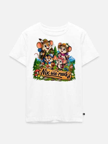 Mäusefamilie Outdoor - Kinder Premium Bio T-Shirt - Weiß